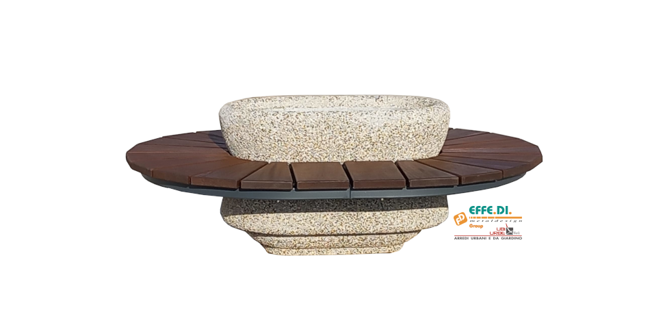 Fioriere in cemento ovale con panca in legno Elegance EL 402