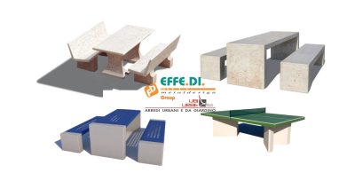 Tavoli in cemento per esterni, piazze e giardini